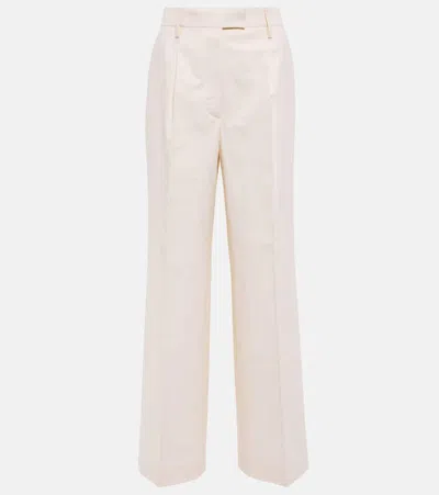 Prada Cupro High-rise Wide-leg Pants In Naturale