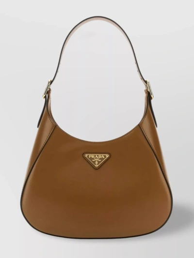 Prada Curved Cleo Shoulder Bag In Brown