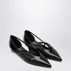 Prada Cut Out Black Brushed Leather Ballerina In Multi