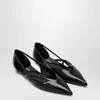 Prada Cut Out Black Brushed Leather Ballerina In Multi