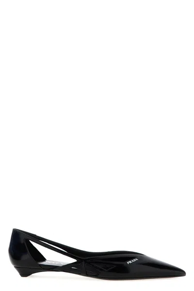 PRADA CUT-OUT LEATHER BALLET FLATS