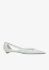 Prada Leather Ballerinas With Cut-out Design And Pointed Toe In White
