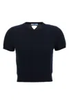 Prada Virgin Wool Triangle Cut-out Sweater In Blue