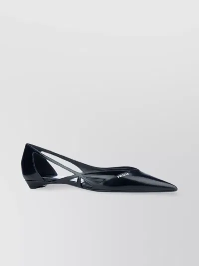 Prada Cut-out Pointed Toe Ballerina Shoes