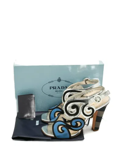 Pre-owned Prada Cut-out Sandals In Silver