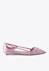 Prada Satin Ballerinas With Cut-out Design And Pointed Toe In Pink
