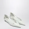 Prada Pointed Toe Cut-out Ballerina Shoes In White