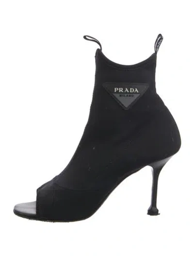 Pre-owned Prada Cutout Accent Boots In Black