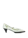 Prada Bicolor Silk Mid Heel Pumps In Multi