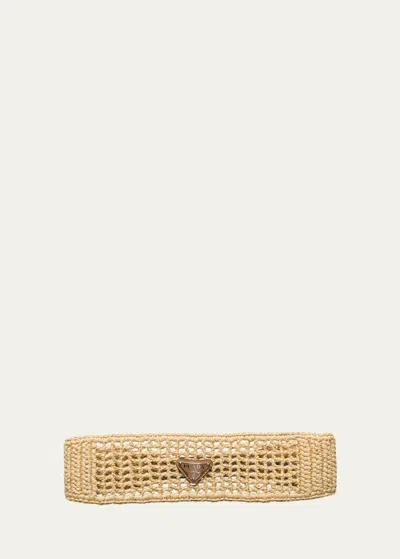 Prada Cutout Raffia Headband In F0018 Naturale