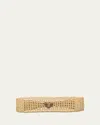 Prada Cutout Raffia Headband In Naturale
