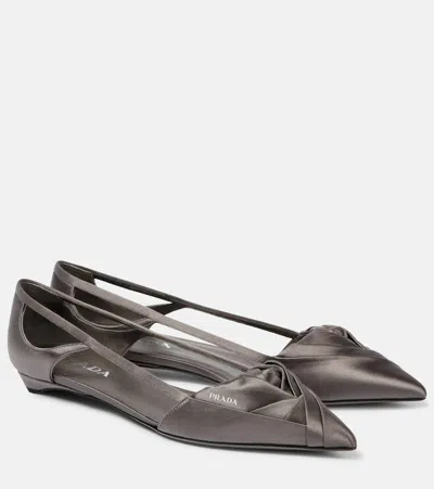 PRADA CUTOUT SATIN BALLET FLATS