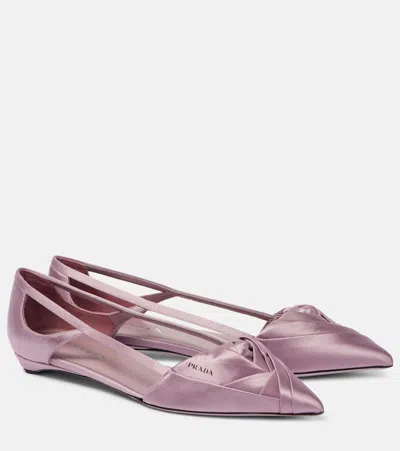 PRADA CUTOUT SATIN BALLET FLATS