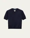 Prada Womens Blue Oversized Short-sleeve Wool Jumper In Blue