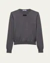 Prada Cutout Triangle Wool Knit Sweater In Gray