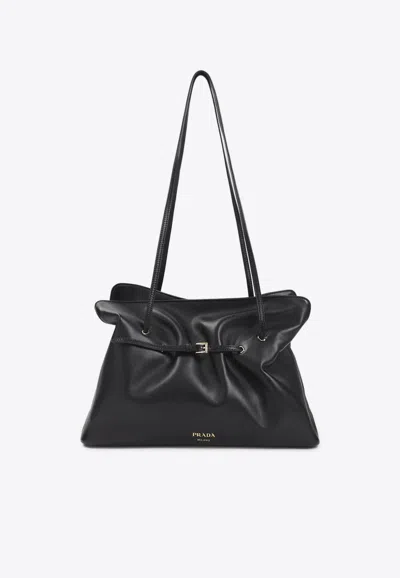 Prada Dada Nappa Leather Shoulder Bag In Black