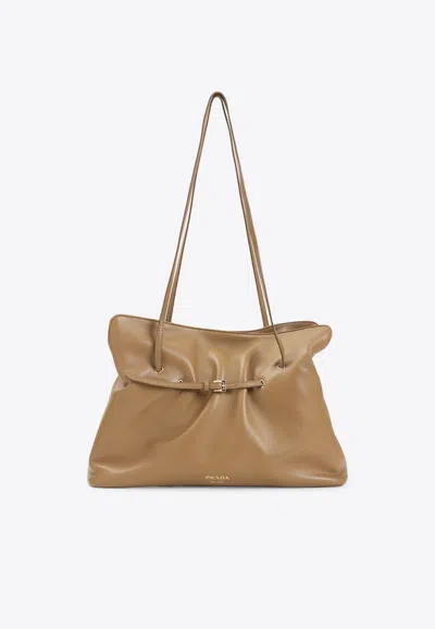 Prada Dada Nappa Leather Shoulder Bag In Brown