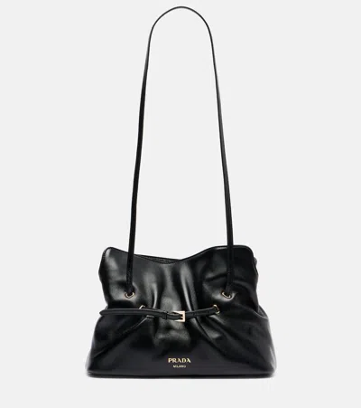 Prada Dada Small Leather Shoulder Bag In Black
