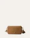 Prada Daino Flap Soft Leather Crossbody Bag In Brown