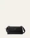 Prada Daino Flap Soft Leather Shoulder Bag In F0002 Nero