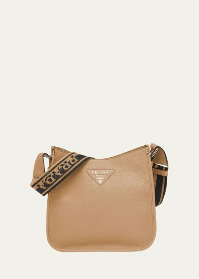 Prada Daino Leather Shoulder Bag In Brown
