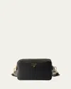 Prada Daino Soft Leather Camera Crossbody Bag In F0632 Nero 1