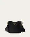 Prada Daino Soft Leather Hobo Crossbody Bag In F0632 Nero 1