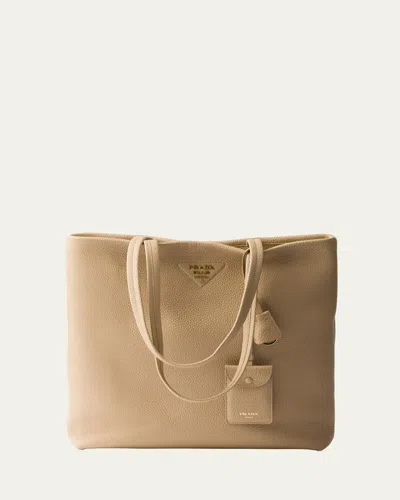 Prada Daino Soft Leather Tote Bag In F0036 Sabbia