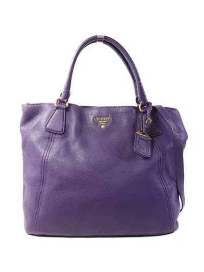Pre-owned Prada Daino Tote Bag In Purple