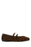 Prada Leopard Print Double Strap Ballet Flats In Brown
