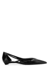 Prada Cut Out Black Brushed Leather Ballerina In Multi