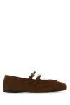 Prada Suede Ballerinas With Flat Sole And Round Toe In Burgundy