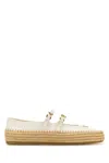 Prada Leather And Crochet Ballerinas In White