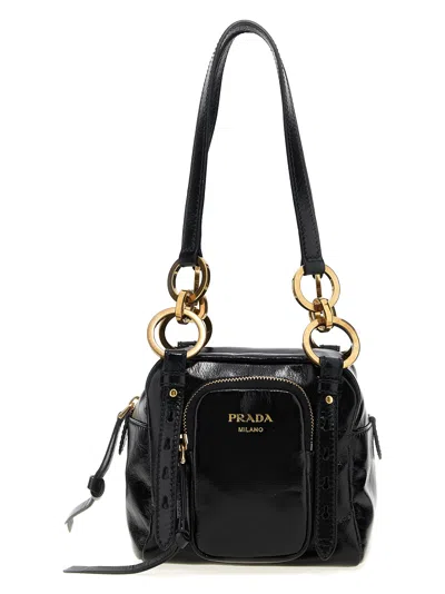 Prada Dangle Hand Bags Black