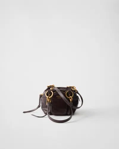 Prada Dangle Leather Top-handle Mini-bag In Dark Brown