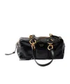 Prada Leather Handbag With Double Handles And Front Pocket In Black