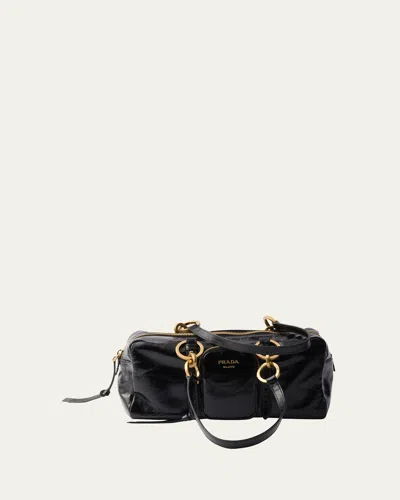 Prada Dangle Medium Leather Shoulder Bag In Black