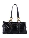 Prada Dangle Medium Leather Top-handle Bag In Black