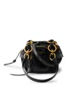 Prada Women Mini Dangle Leather Handbag In Black