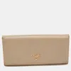 Prada Dark Beige Saffiano Leather Flap Continental Wallet In Beige