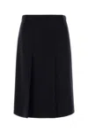 Prada Dark Blu Wool Skirt In Black
