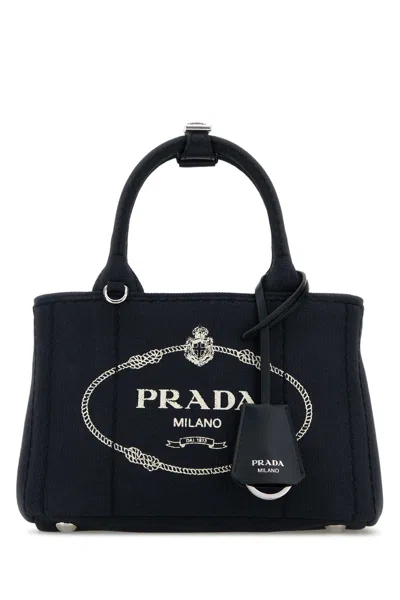 Prada Dark Blue Canvas Mini  Jardiniã¨re Handbag