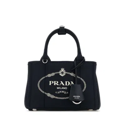 Prada Dark Blue Canvas Mini  Jardiniere Re Handbag