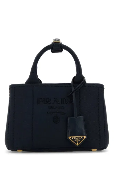Prada Dark Blue Canvas Shopping Bag