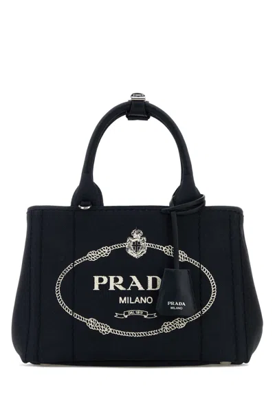 Prada Dark Blue Canvas Small  Jardiniã¨re Handbag