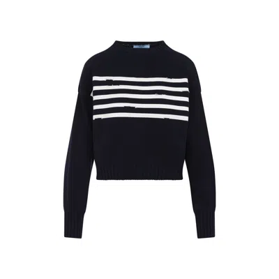 Prada Dark Blue Cotton Sweater