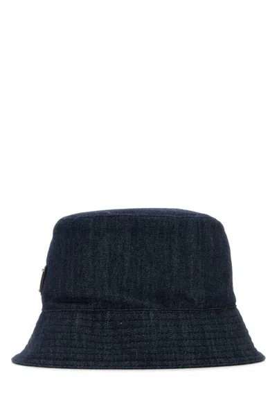PRADA DARK BLUE DENIM BUCKET HAT