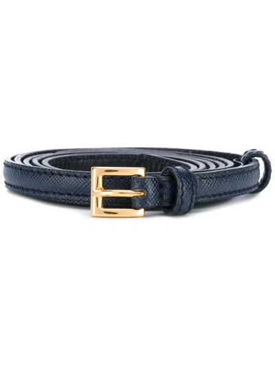 Prada Dark Blue Logo Buckle Belt