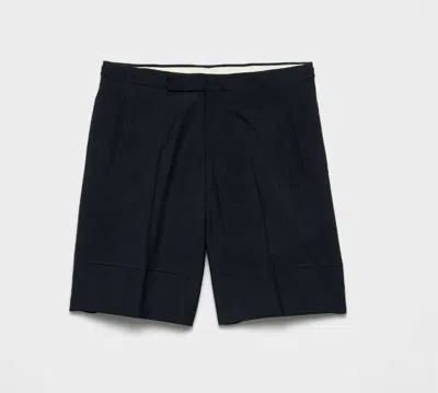 Prada Dark Blue Mohair Virgin Wool Shorts In Black