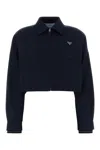 Prada Poplin Jacket Featuring Front Pockets Buttons In Black